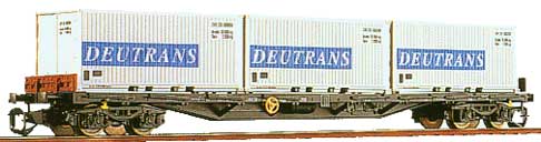 Container car Rgs with three containers &quot;DEUTRANS&quot;<br /><a href='images/pictures/Tillig/15523.jpg' target='_blank'>Full size image</a>